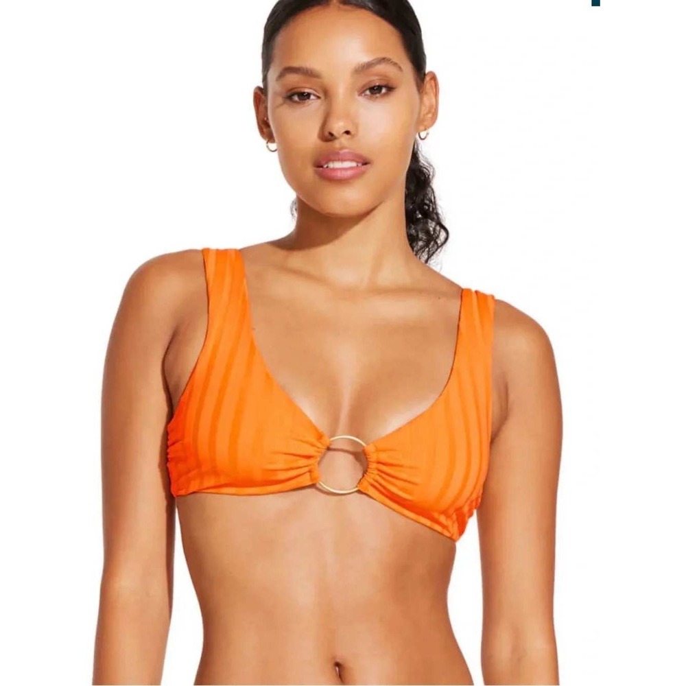 VITAMIN A NEW Skylar Bikini Top XS Tangerine Orange Swimsuit Beach Swim Summer‎